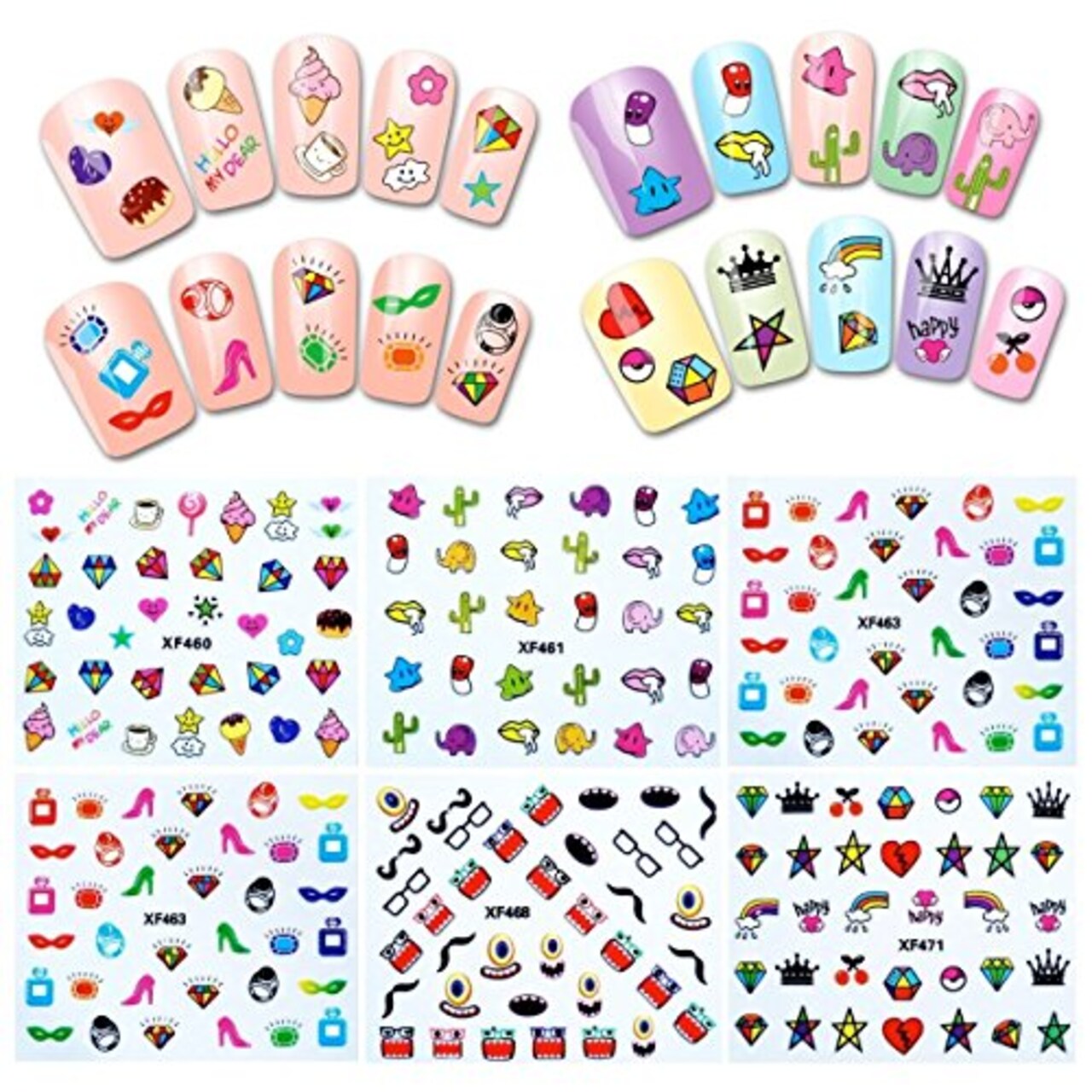 Wrapables 30 Sheets Funky Patterns Nail Art Nail Stickers 3d Nail Decals Nail Art for Children